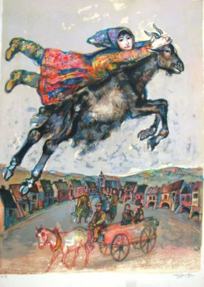 Lithograph Spitzer - Au village