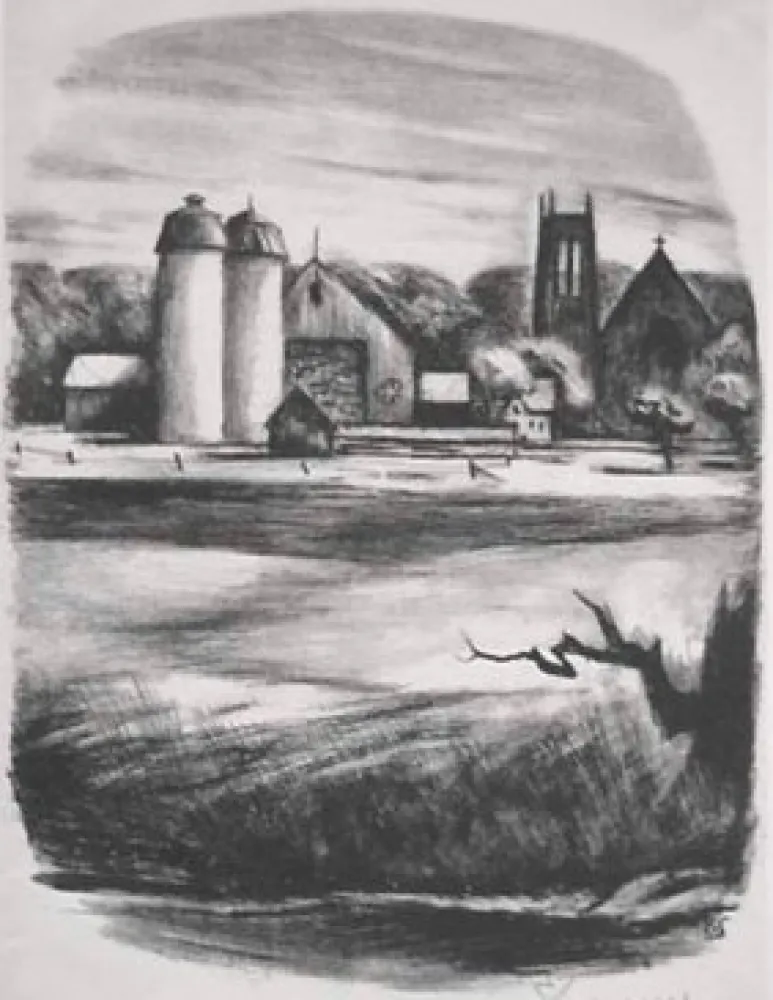 Lithograph Spruance - Newtorn Towers