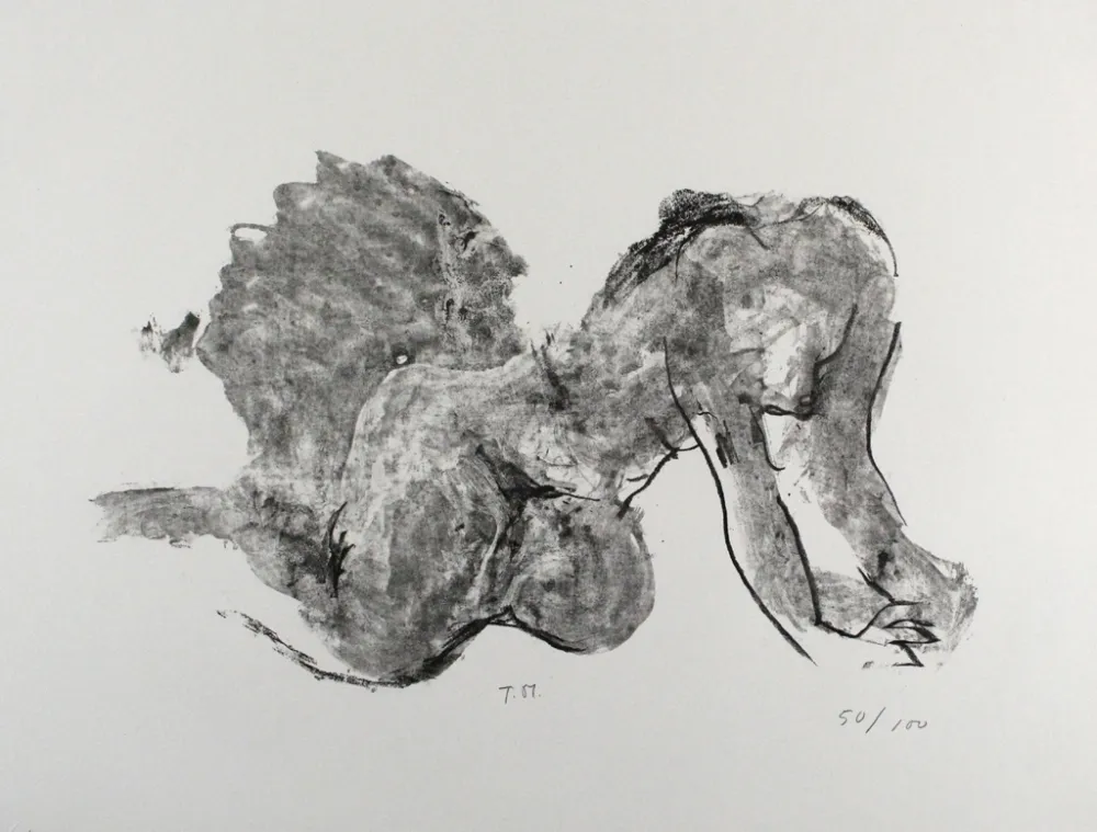 Lithograph Stadler - Liegender Akt