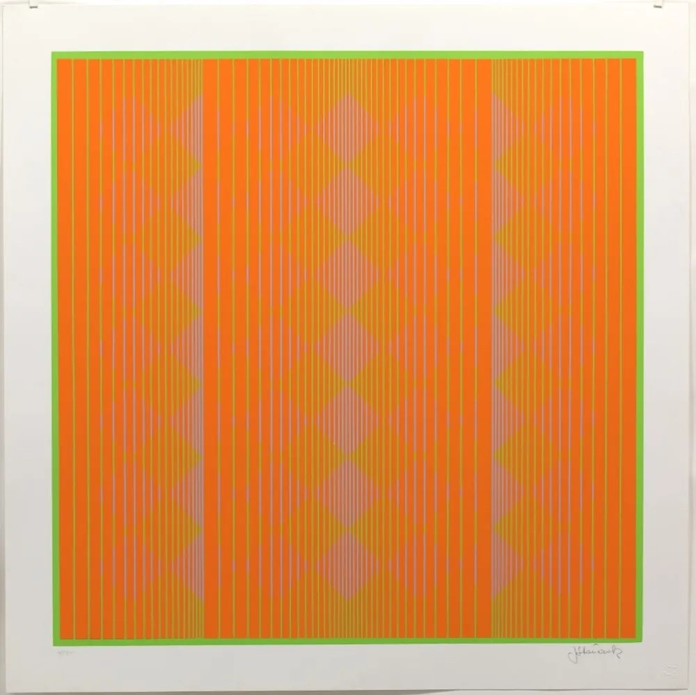 Screenprint Stanczak - Diamonds Floating in Orange