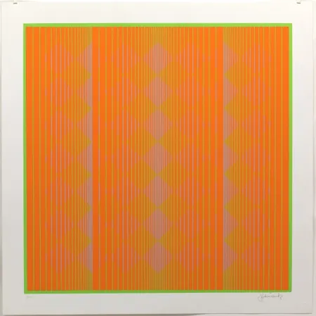 Screenprint Stanczak - Diamonds Floating in Orange