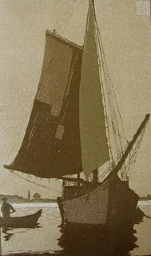 Woodcut Staschus - Vor Anker