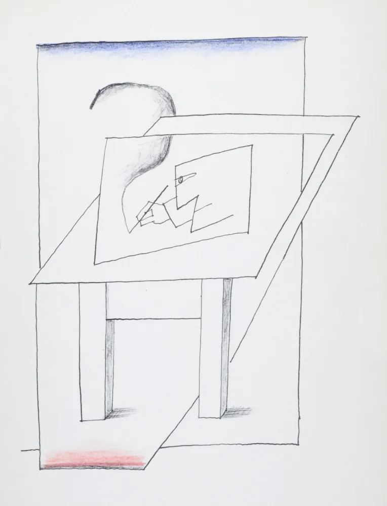 Lithograph Steinberg - Un homme dessinant, 1966