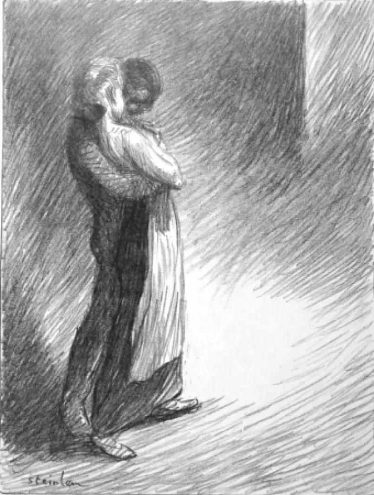 Lithograph Steinlen - Il bacio