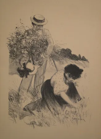 Lithograph Steinlen - Le printemps à pleins verres