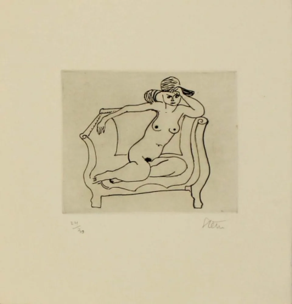 Etching Stern - Dame au salon