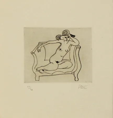 Etching Stern - Dame au salon