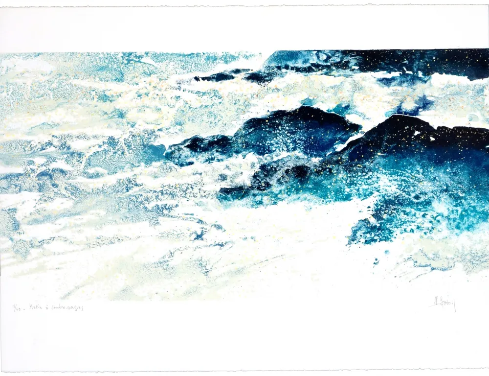 Lithograph Stholl - Matin à contre-vagues