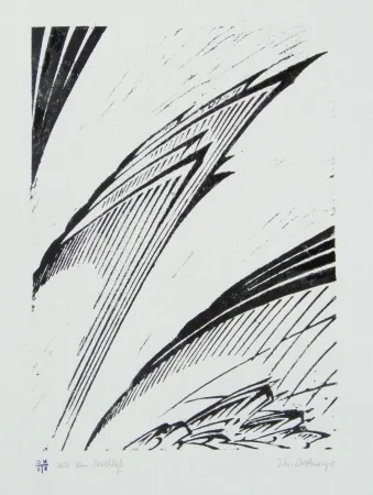 Linocut Strohmeyer - Chilehaus (