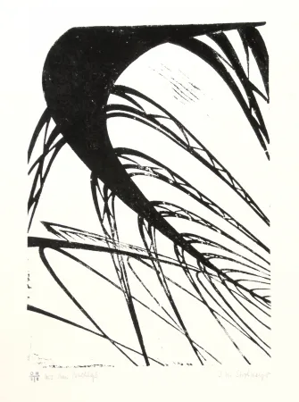 Linocut Strohmeyer - Hochbahn (Elevated railway)