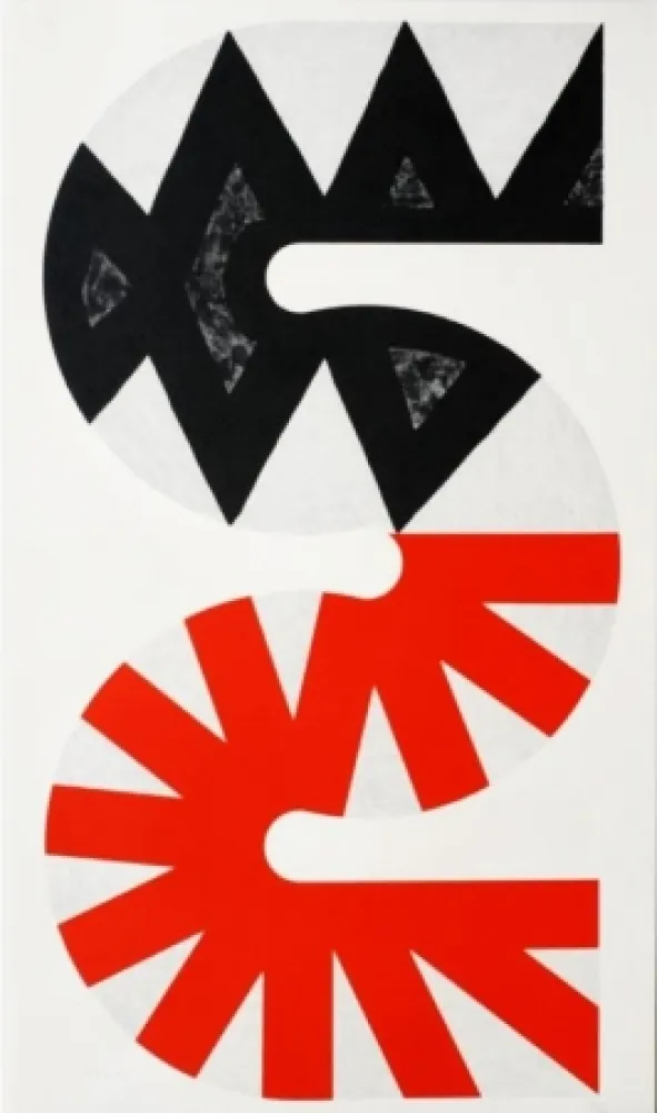 Lithograph Sugai - Rouge et noir