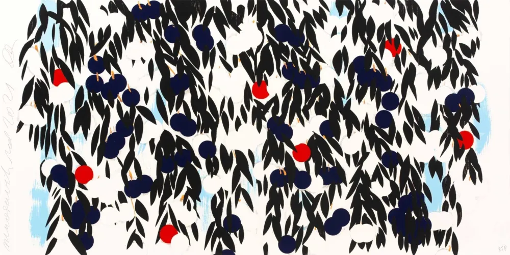 Screenprint Sultan - Mimosa in Red and Blue