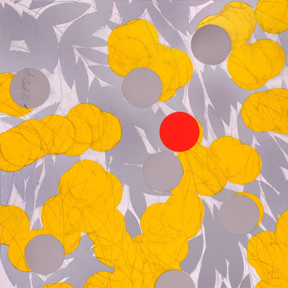 Screenprint Sultan - Yellow Mimosa with Red