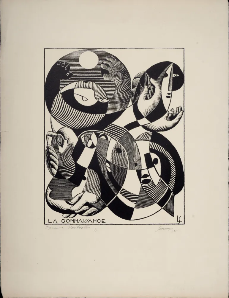 Woodcut Survage - La Connaissance, 1935