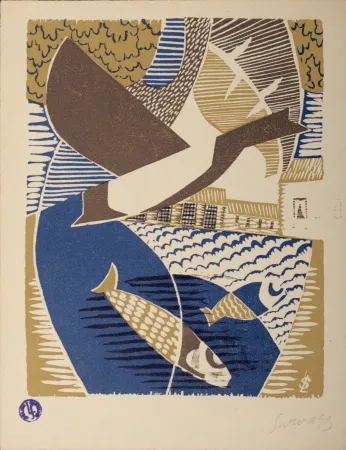 Woodcut Survage - Le château de l’Etang Rouge, 1926 - Hand-signed!