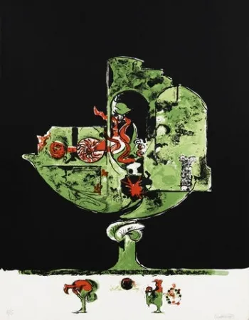 Lithograph Sutherland - Flames in a Rock Form II