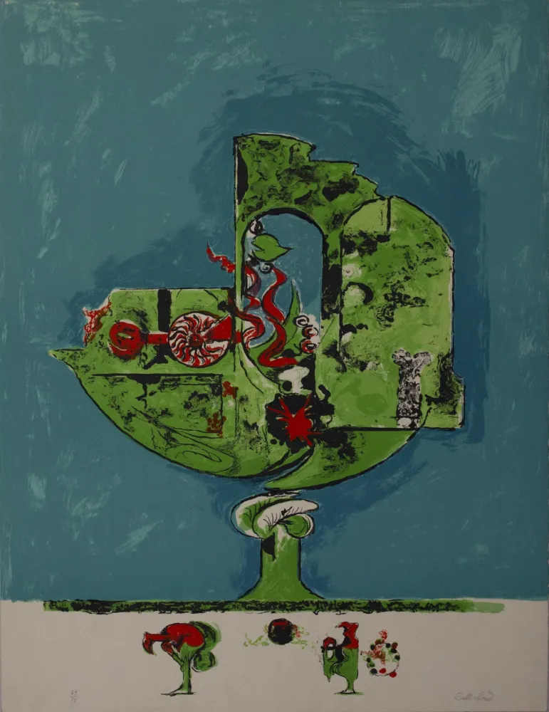 Lithograph Sutherland - Flammes dans une forme de roche I