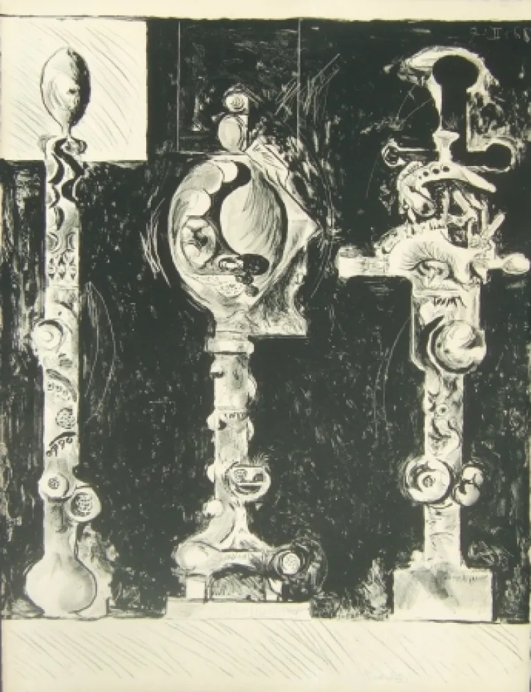 Lithograph Sutherland - Three organic forms