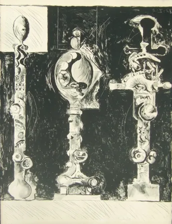 Lithograph Sutherland - Three organic forms