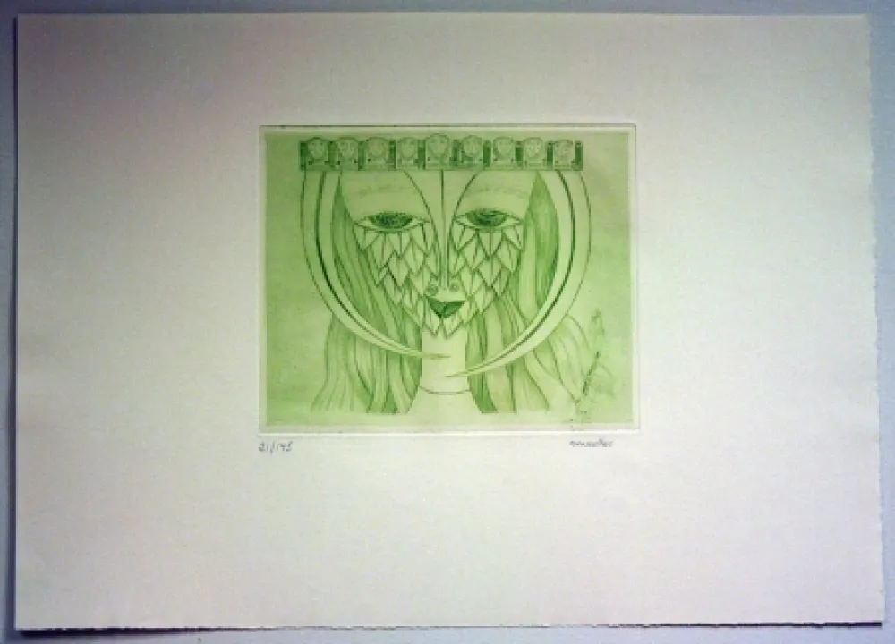 Etching Svanberg - Dromkvinnans kyss