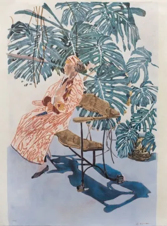 Lithograph Szafran - Lilette à la chaise de Gaudi,