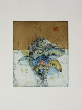 Etching And Aquatint Takahashi - Rote Sonne / Red Sun