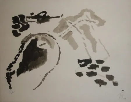 Lithograph Tal Coat - Fonds rocheux II