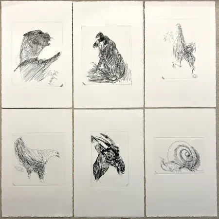 Etching Tal Coat - (Pierre Lecuire) BESTIAIRE. 50 eaux-fortes et pointes sèches de Tal Coat - Suite barrée unique (1985)