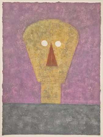 Etching Tamayo - Cabez sobre fondo Rosa