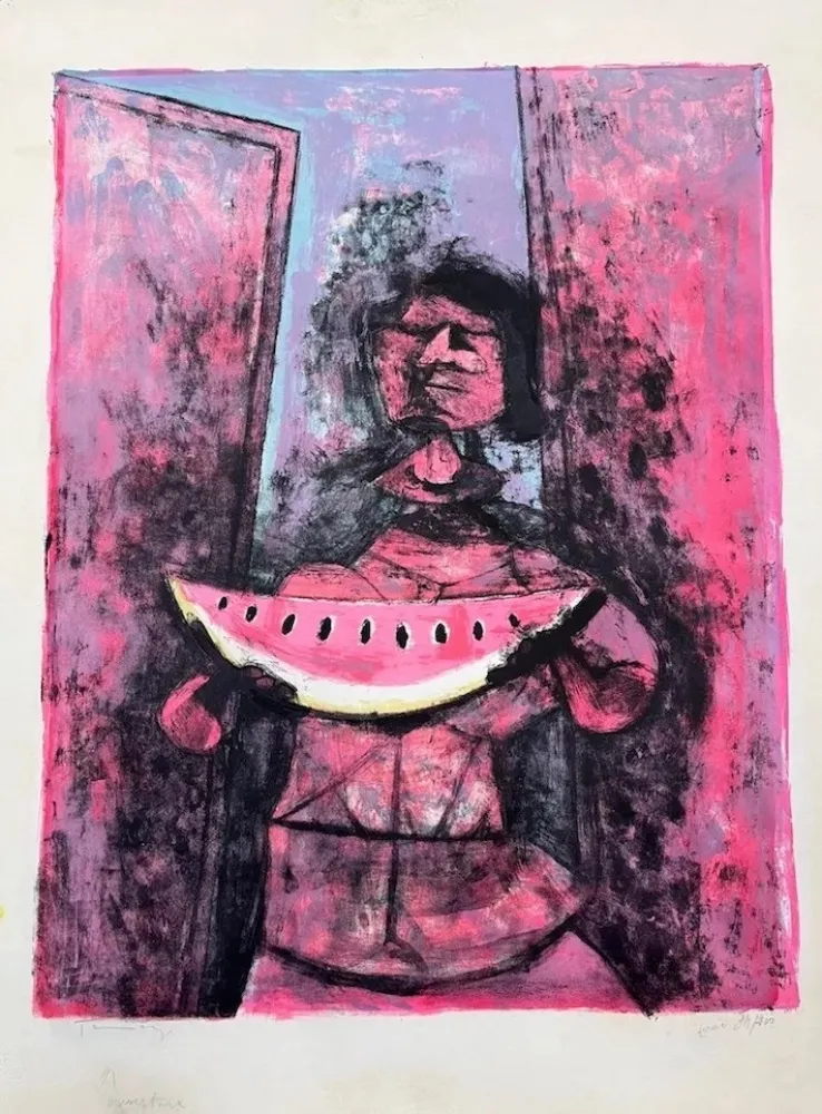 Lithograph Tamayo - Mujer con sandia