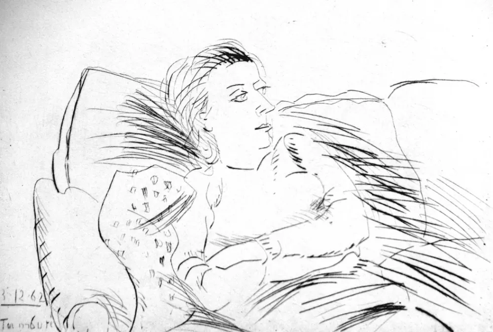 Engraving Tamburi - Donna sul divano