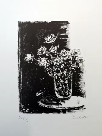 Lithograph Tamburi - Fiori nel vaso