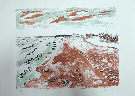 Lithograph Tamburi - Paesaggio