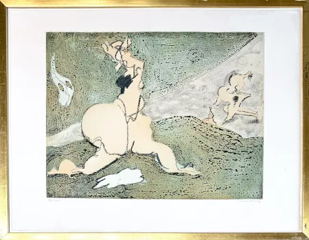 Etching Tanning - Dorothea Tanning (1910-2012) - Bonjour Max Ernst - Etching and aquatint on paper - 1975