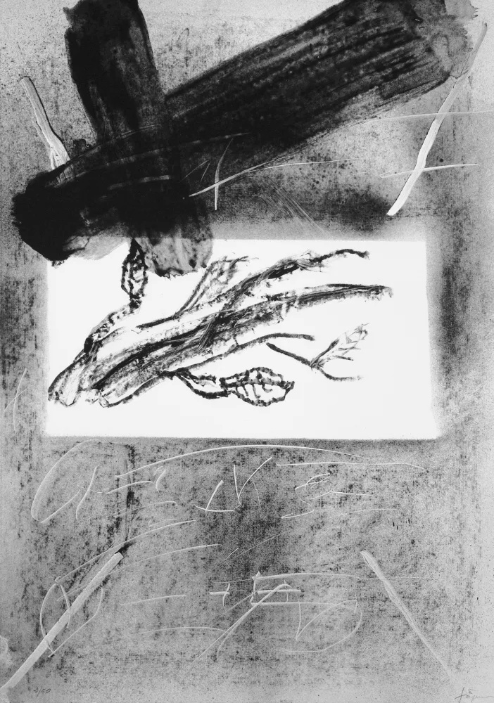 Lithograph Tàpies - Branca i creu