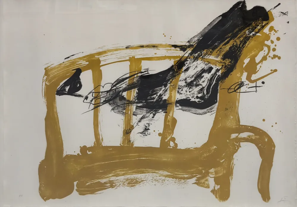 Lithograph Tàpies - Chaise et pied, 1984.