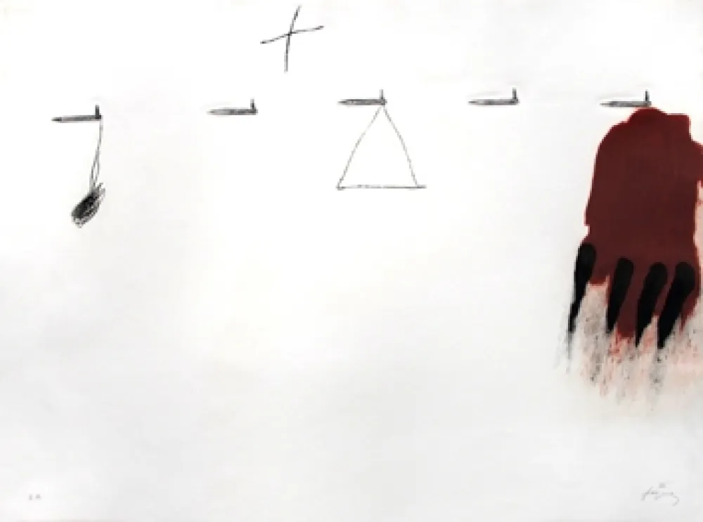 Etching Tàpies - Claus i ditades	