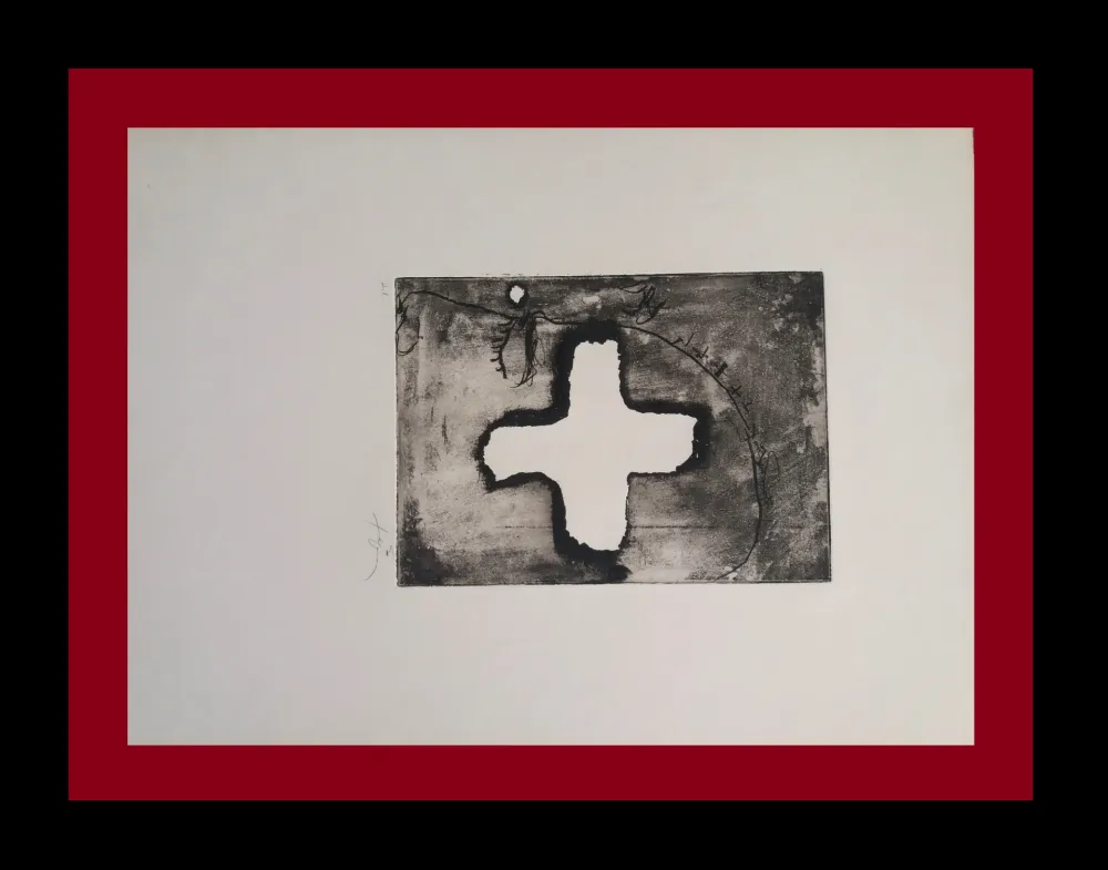 Etching Tàpies - Creu sobre cap