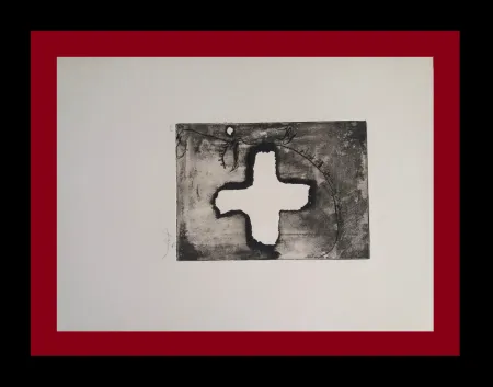 Etching Tàpies - Creu sobre cap