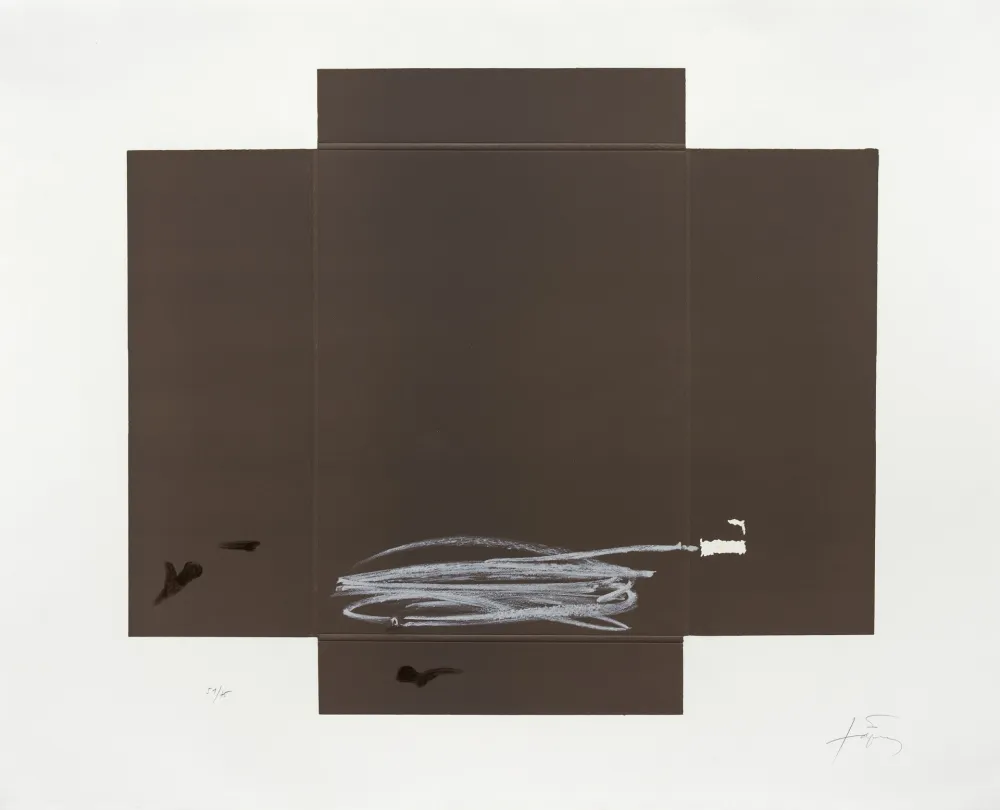Lithograph Tàpies - Croix carton 