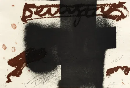 Etching Tàpies - Croix noire