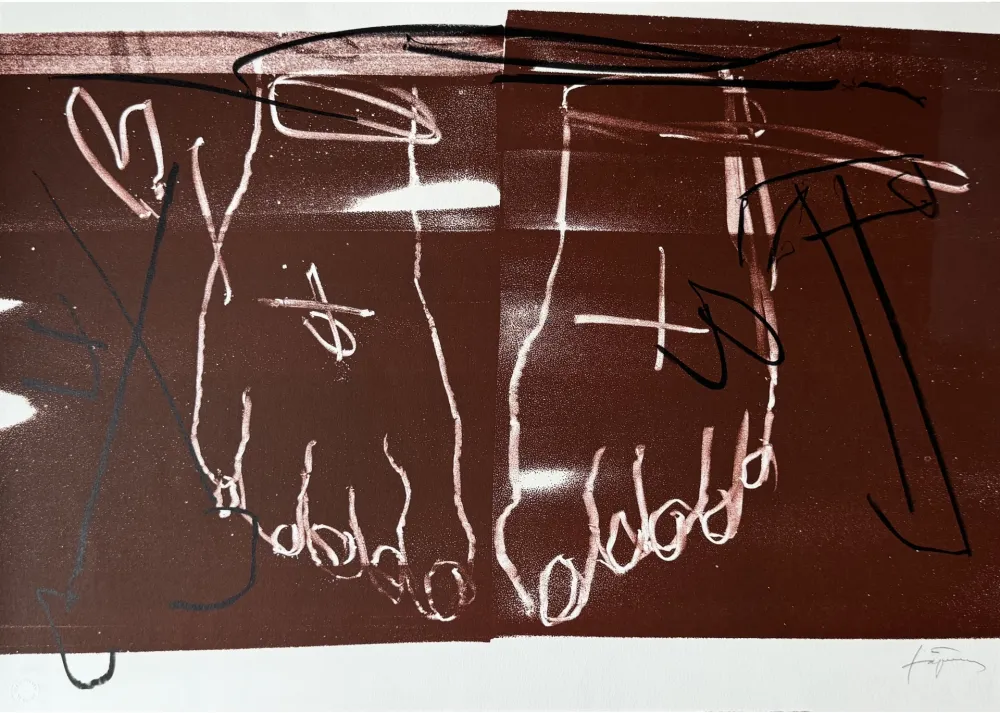 Lithograph Tàpies - Deux pieds