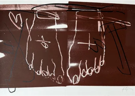 Lithograph Tàpies - Deux pieds