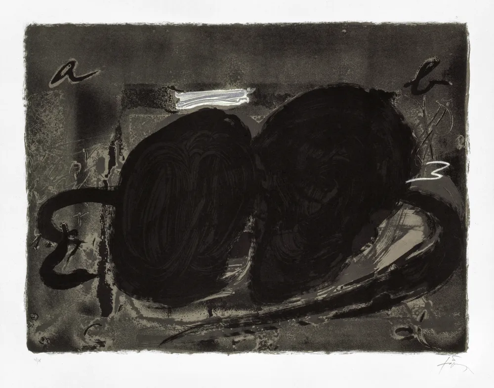 Lithograph Tàpies - Deux trous 