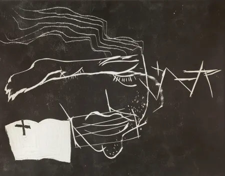 Woodcut Tàpies - Le lecteur