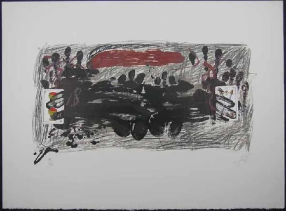 Lithograph Tàpies - Les Deux cartes