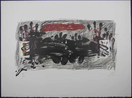 Lithograph Tàpies - Les Deux cartes