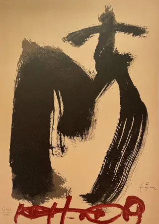 Lithograph Tàpies - M.ojos y cruz