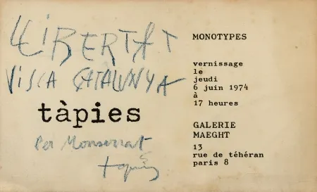 Lithograph Tàpies - Monotypes