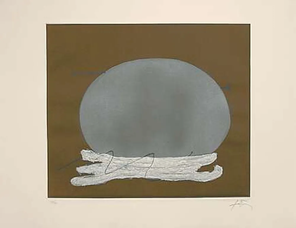 Etching Tàpies - Oval i blanc